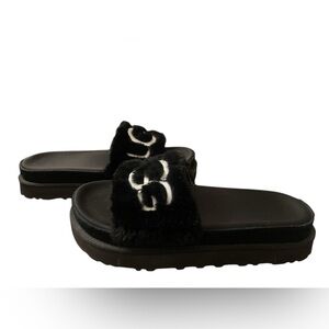 NEW UGG Womens Laton Fur Genuine Shearling Platform Slide